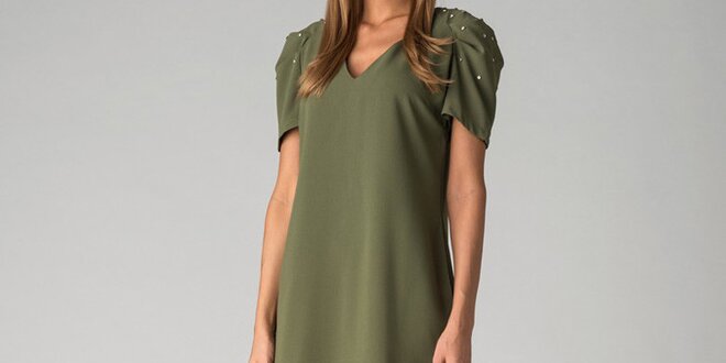 Dámské olivově zelené šaty By Zoé s korálky