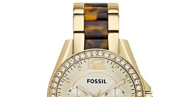 Dámské pozlacené hodinky se zirkony Fossil