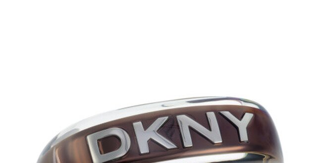 Dámský hnědý metalický náramek s logem DKNY