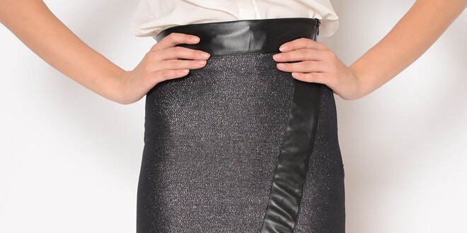 Dámská černá třpytivá sukně s výrazným pasem Santa Barbara