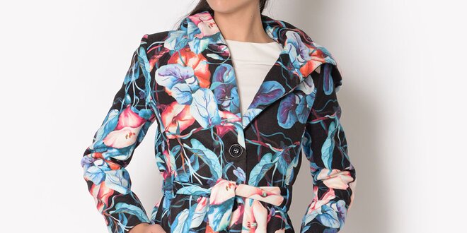 Dámský květinový kabát s kapucí Santa Barbara