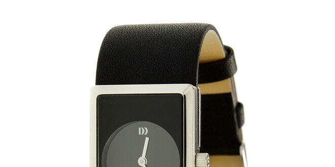 Dámské černé ocelové hodinky Danish Design s koženým řemínekm