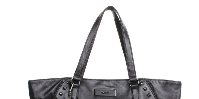 Dámská kabelka s cvočky v metalickém černém provedení DKNY