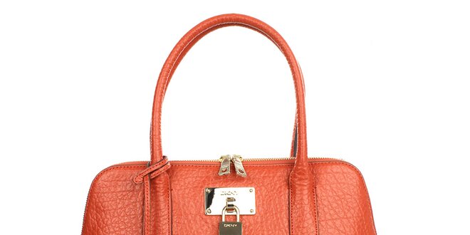 Dámská kožená kabelka v oranžovém odstínu DKNY