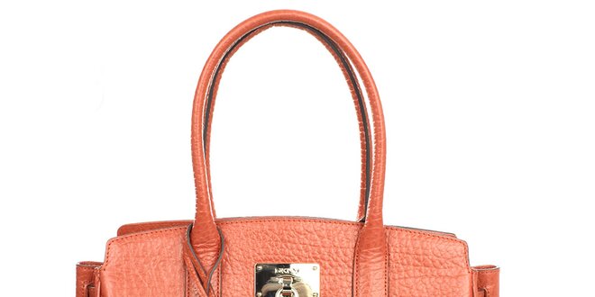 Dámská oranžová kabelka s hrubým povrchem DKNY