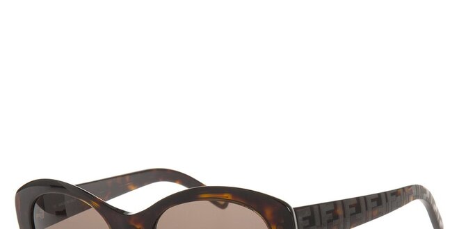 Dámské tmavě hnědé želvovinové sluneční brýle Fendi