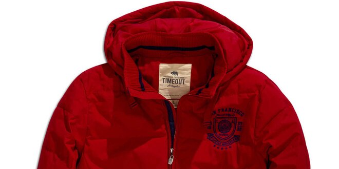 Pánská červená zimní bunda s kapucí Timeout