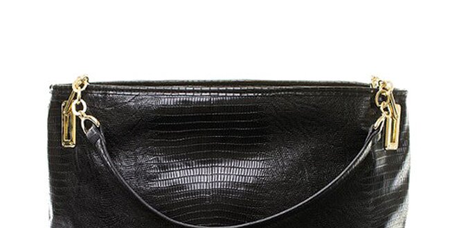 Dámská černá kabelka s pruhovanou zadní stranou Sisley