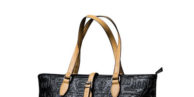 Dámská černá kabelka s kontrastními poutky Sisley