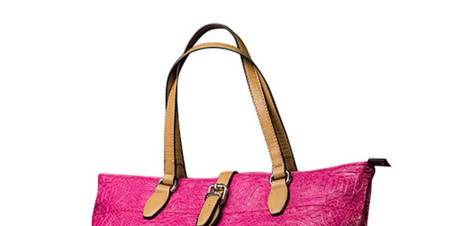 Dámská růžová kabelka s kontrastními poutky Sisley