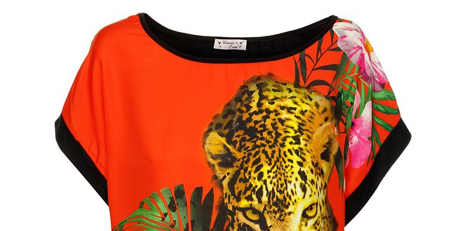 Dámský oranžovo-černý leopardí top Victoria Look