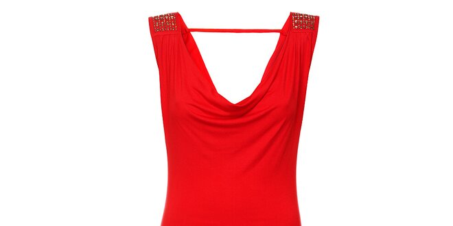 Dámské červené šaty Victoria Look s korálky
