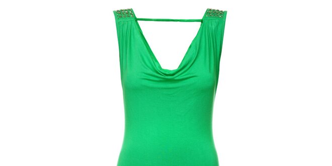 Dámské sytě zelené šaty Victoria Look s korálky