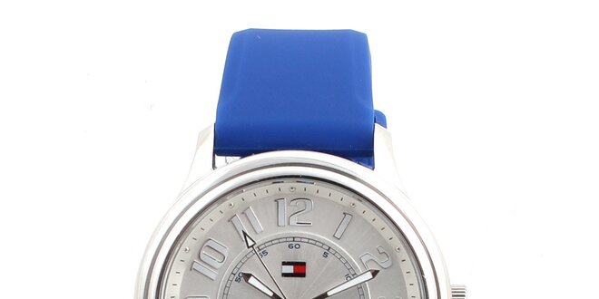 Dámské analogové hodinky s modrým silikonovým řemínkem Tommy Hilfiger