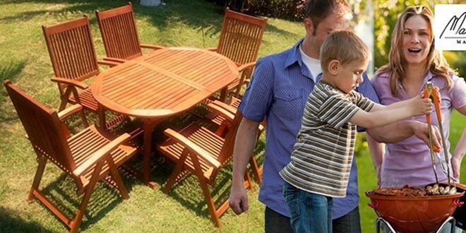 Rozkládací zahradní stůl a 6 židlí Family