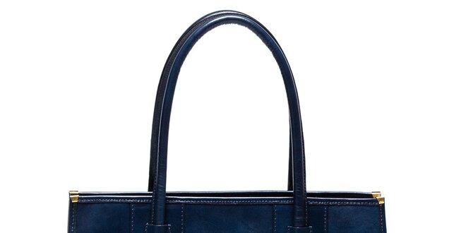Dámská kožená kabelka s pevnými uchy v modré barvě Mangotti