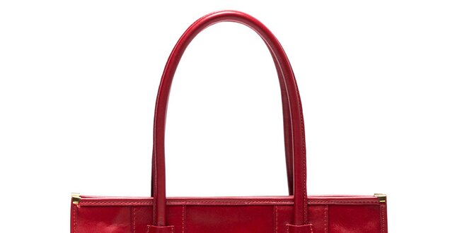Dámská kožená kabelka s pevnými uchy v červené barvě Mangotti