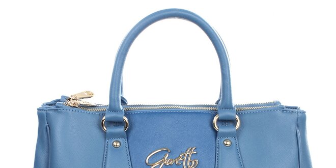 Dámská modrá kabelka s kovovým nápisem Gorétt