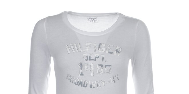 Dámské bílé tričko s potiskem na hrudi Tommy Hilfiger