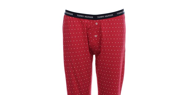 Dámské červené pyžamové kalhoty s bílými puntíky Tommy Hilfiger