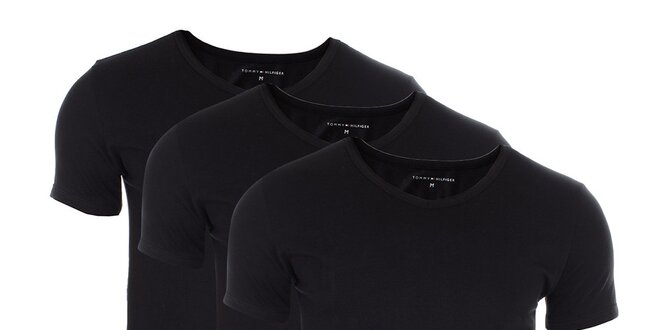 Set tří pánských černých triček Tommy Hilfiger