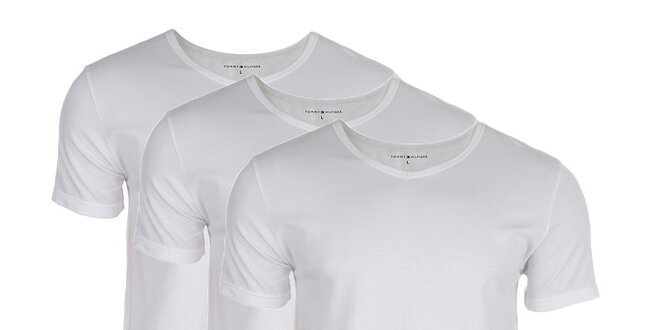 Sada tří pánských bílých triček Tommy Hilfiger