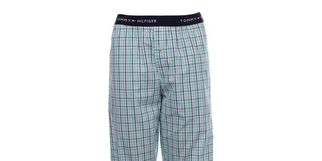 Pánské světle modré kárované pyžamové kalhoty Tommy Hilfiger