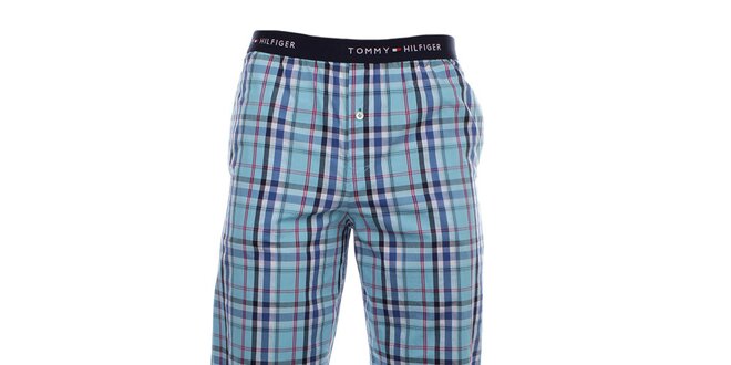 Pánské modré kárované pyžamové kalhoty Tommy Hilfiger