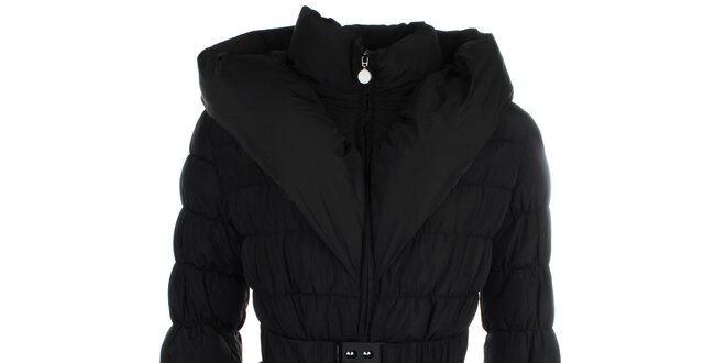 Dámský černý prošívaný kabátek s límcem Fly Moda