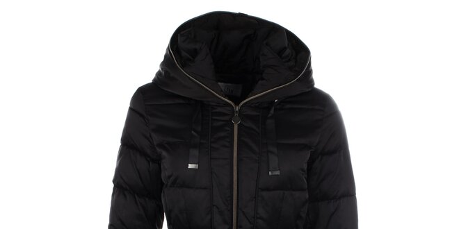 Dámský černý kabátek s kapucí Fly Moda
