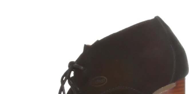 Dámské černé semišové šněrovací boty Dr. Scholl na vysokém podpatku