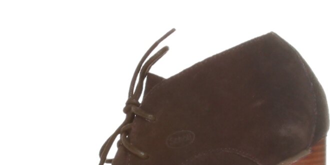 Dámské tmavě hnědé semišové šněrovací boty Dr. Scholl na vysokém podpatku
