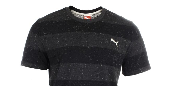 Pánské pruhované černo-šedé tričko Puma