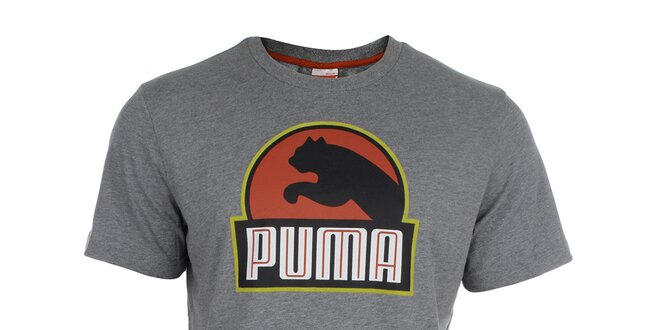 Pánské šedé tričko s barevným potiskem Puma