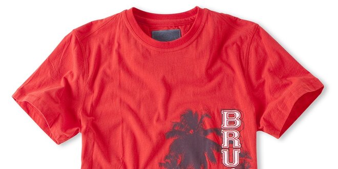 Pánské červené tričko Brunotti s palmami