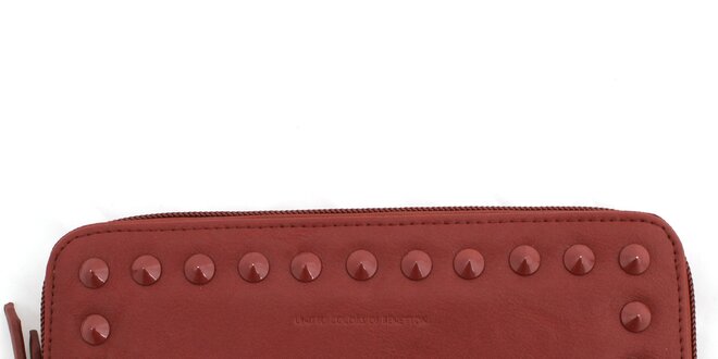 Dámská červená peněženka se zipem a cvočky United Colors of Benetton