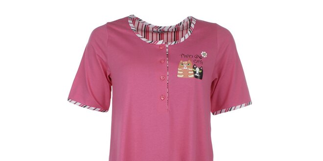 Dámská růžová noční košile s kočičkami Body International