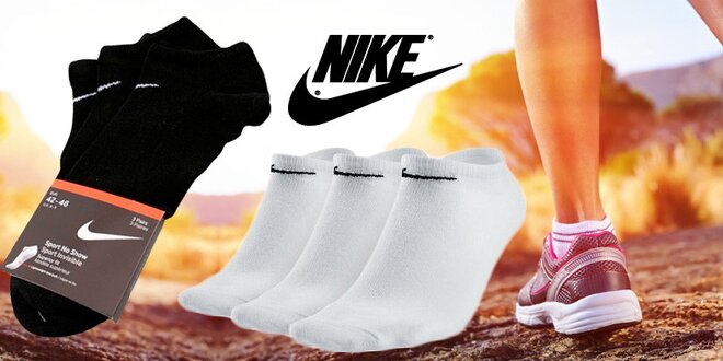 3 páry značkových kotníkových ponožek Nike