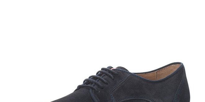 Pánské kožené kotníkové boty v tmavě modré barvě Nobrand