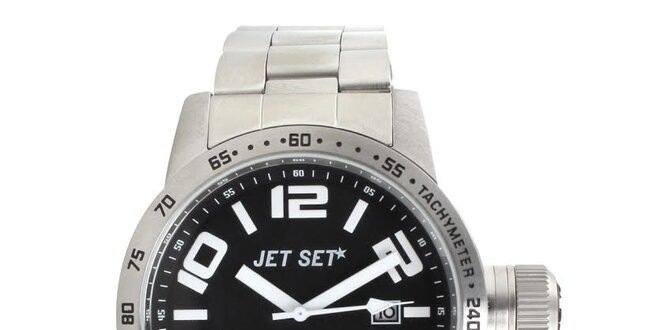 Pánské analogové hodinky ve stříbrné barvě Jet Set