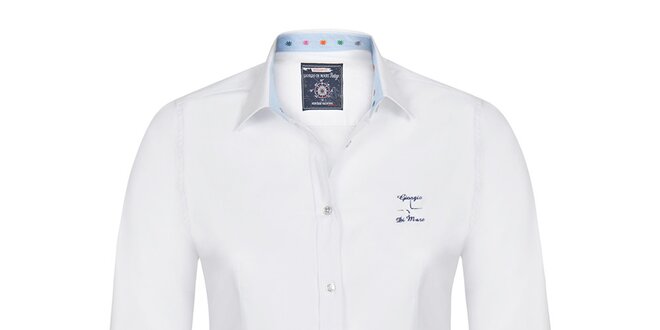 Dámská bílá košile s modrými vnitřními manžetami Giorgio di Mare
