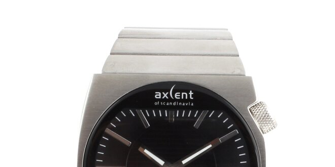 Pánské hodinky z nerezové oceli s černým ciferníkem Axcent