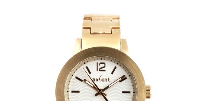 Dámské hodinky s bílým ciferníkem Axcent - zlatá barva
