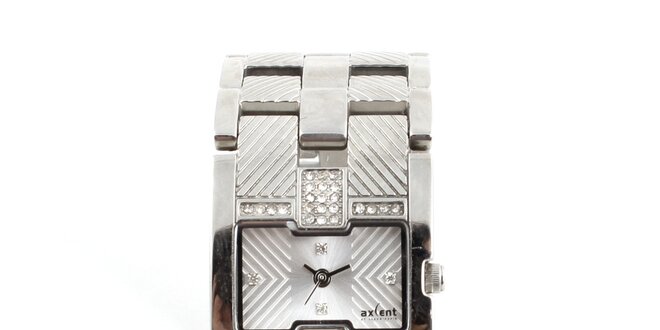 Dámské hodinky ve stříbrném tónu s malými kamínky Axcent