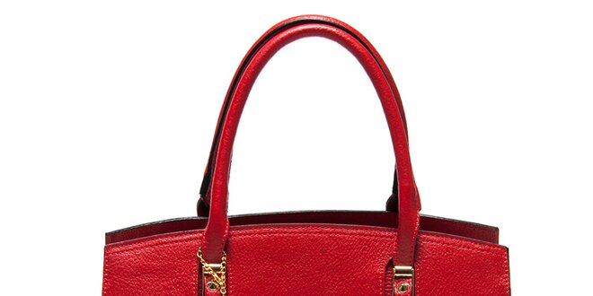 Dámská červená kabelka z kůže s kovovými detaily Renata Corsi