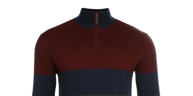 Pánský barevně pruhovaný svetr se zipem Pietro Filipi