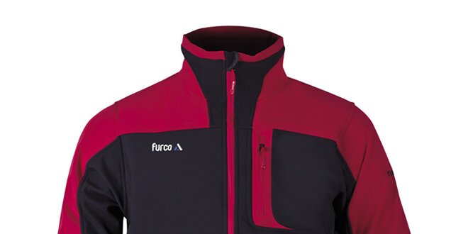 Pánská černá softshellová bunda s červenými prvky Furco