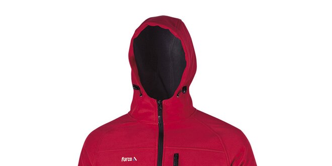 Pánská červená softshellová bunda s kapucí Furco