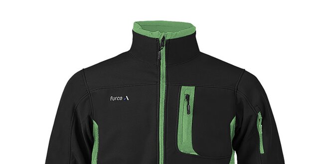 Pánská černo-zelená softshellová bunda Furco