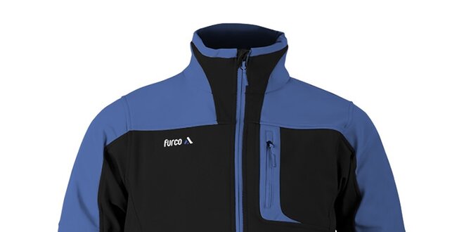 Pánská černá softshellová bunda s modrými prvky Furco